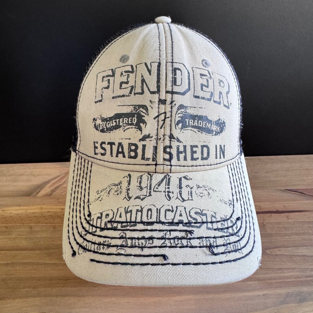 Distressed Fender Stratocaster Baseball Cap Hat Snap back trucker hat blue white